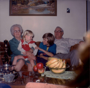 Andrew Bjelke photograph 26 (Uncle Peter & Aunt Ruth with Wade & Jennifer 1980)